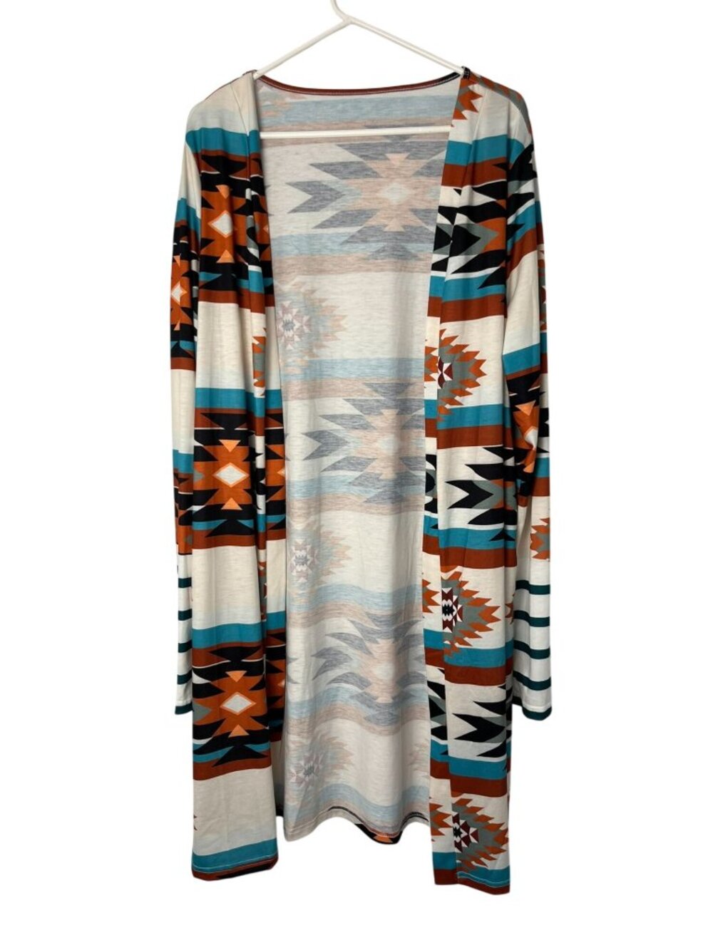 Women’s XXL Tribal Aztec Geometric Open Front Long Duster Used - Picture 1 of 12